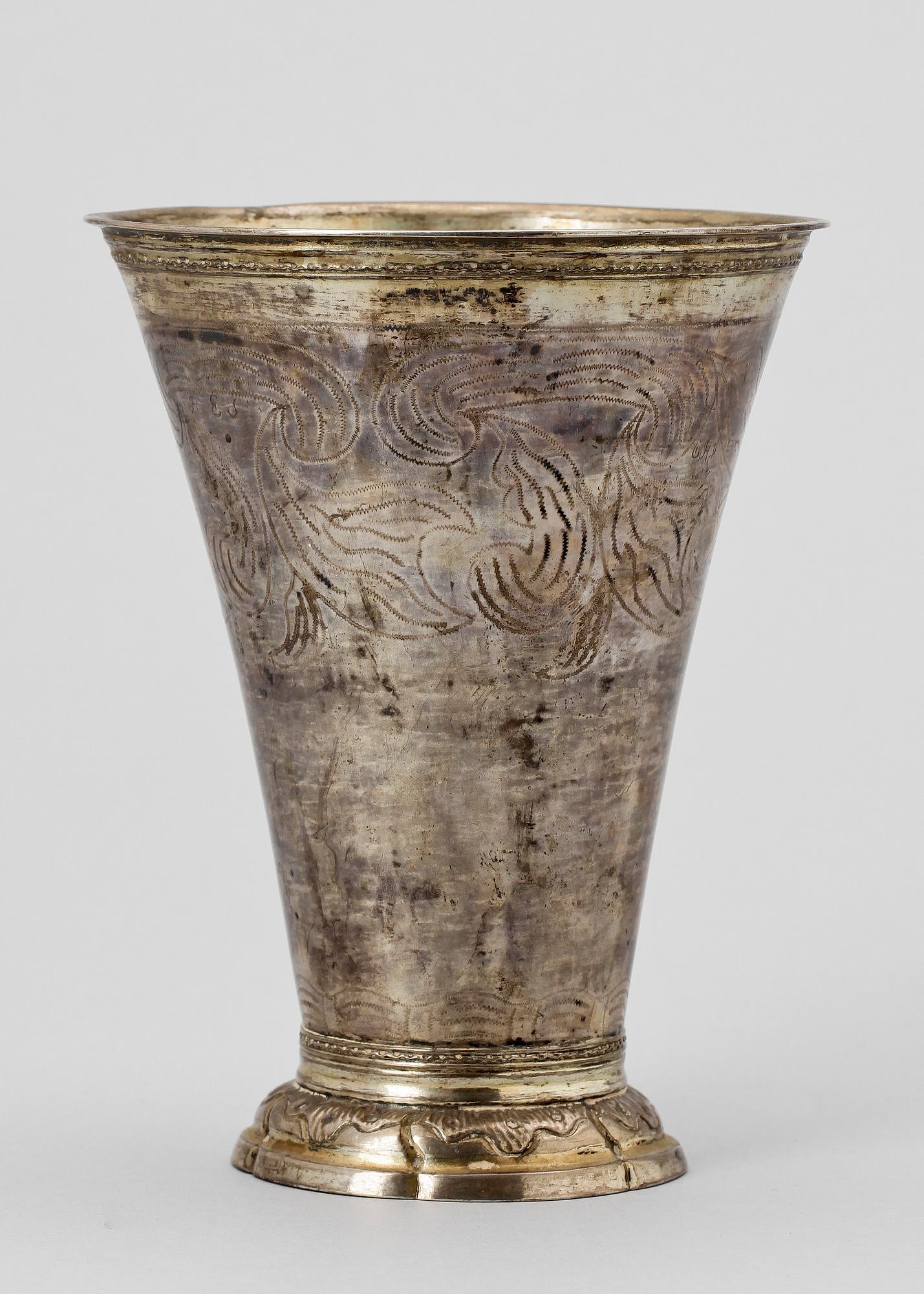 BÄGARE, silver, Erik Lemon, Uppsala, 1798. Vikt ca 298g.