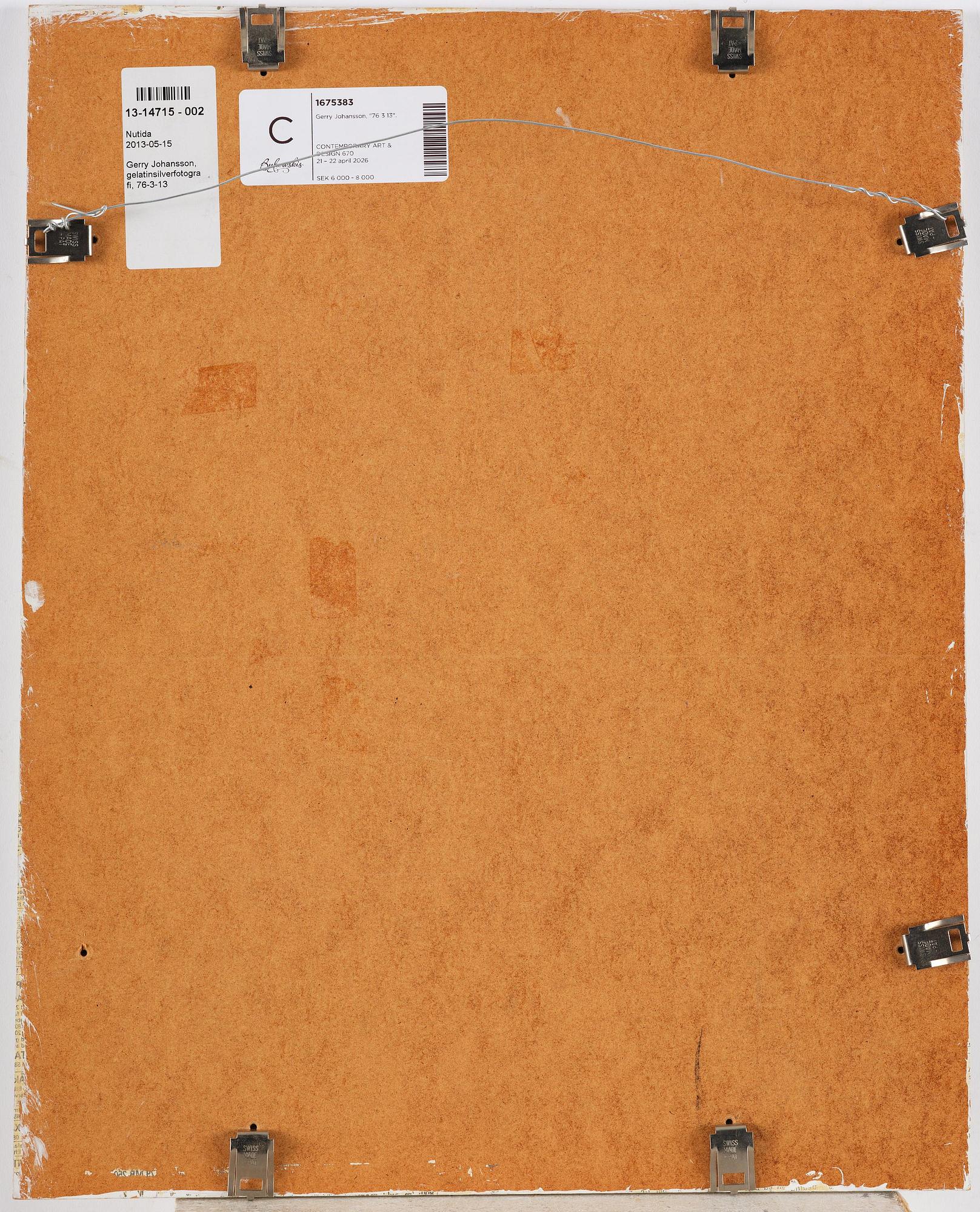 Gerry Johansson, "76 3 13", 1976.