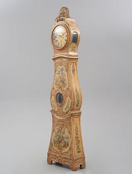 A rococo polychrome-painted and giltwood longcase clock by N. or C. Berg (active in Stockholm  1751-94/1762-84).