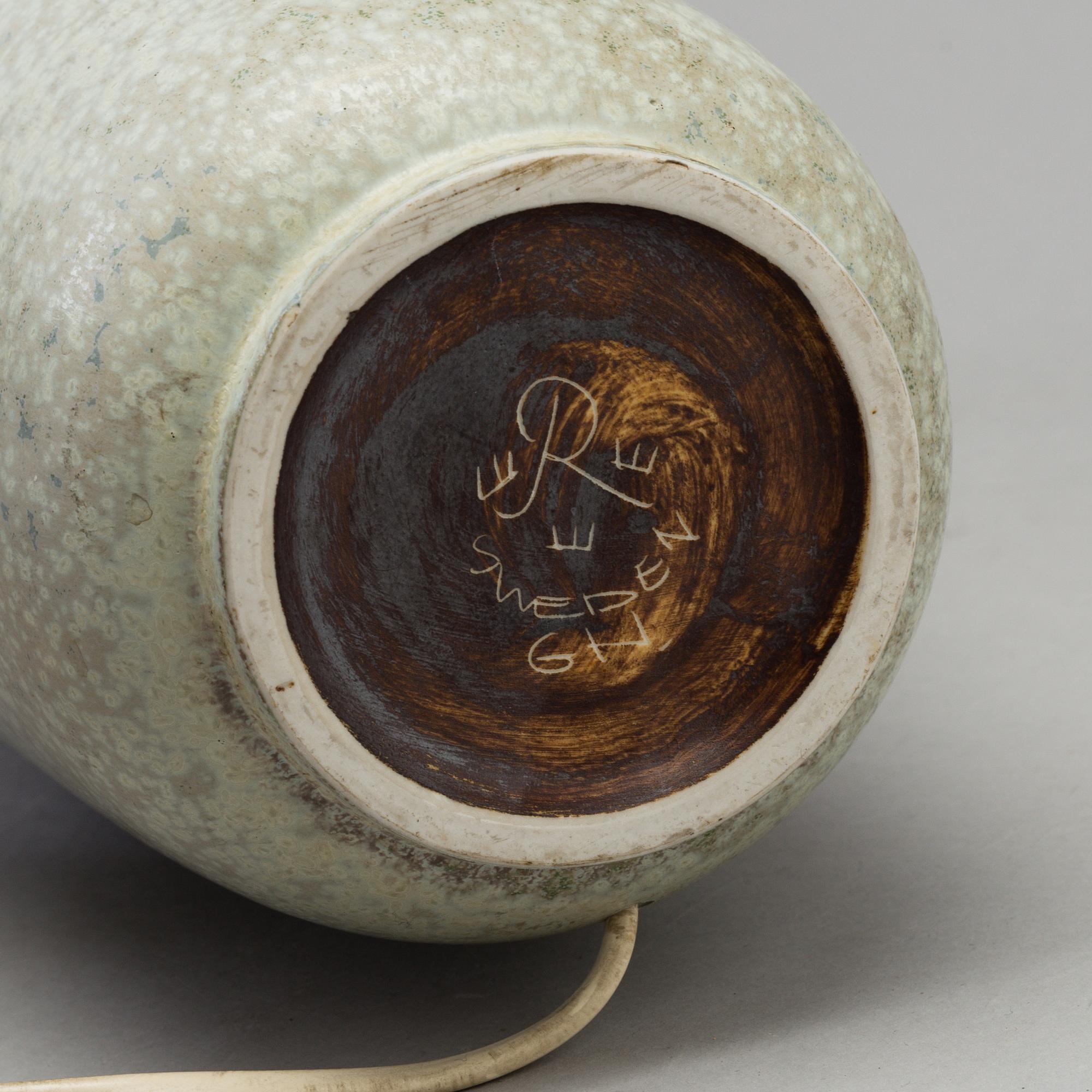 A 1960's stoneware table lamp/Jug, by GUnnar Nylund, Rörstrand.