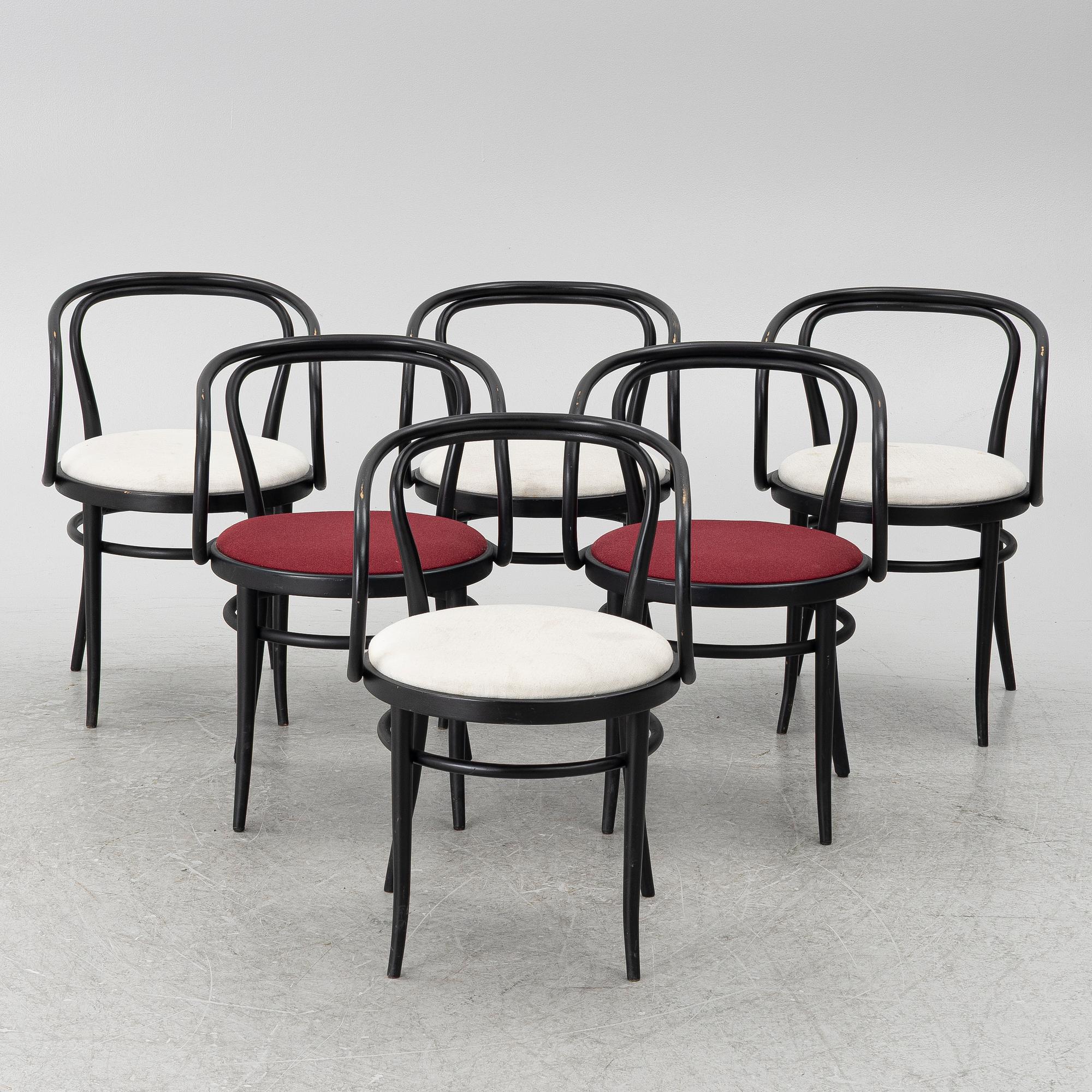 Karmstolar, 6 st, modell 209, Thonet.