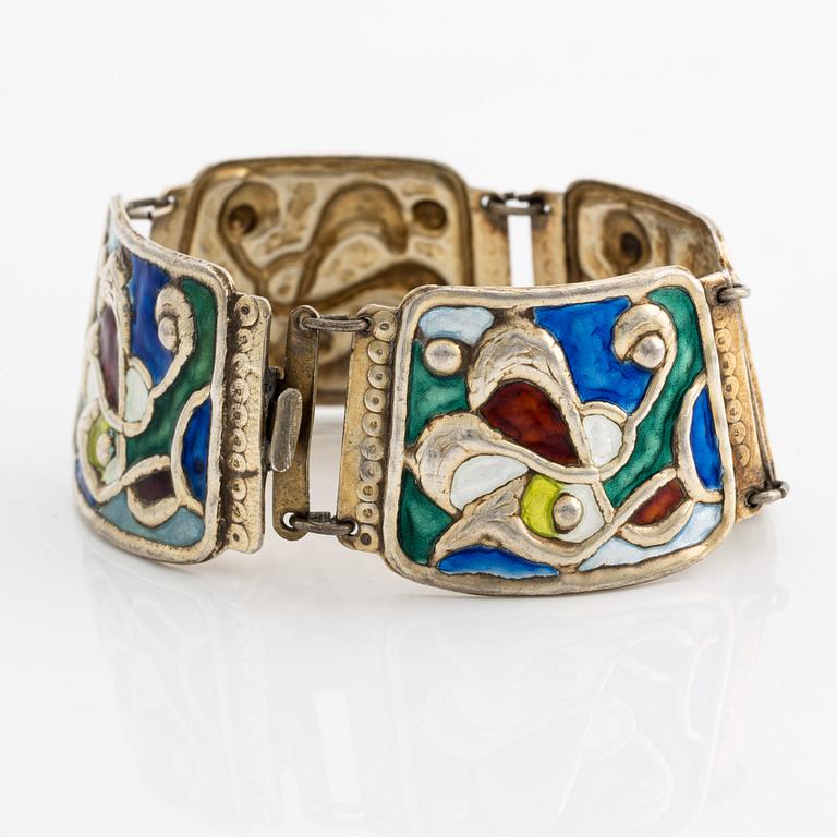 Bracelet, silver with enamel, Öystein Balle.