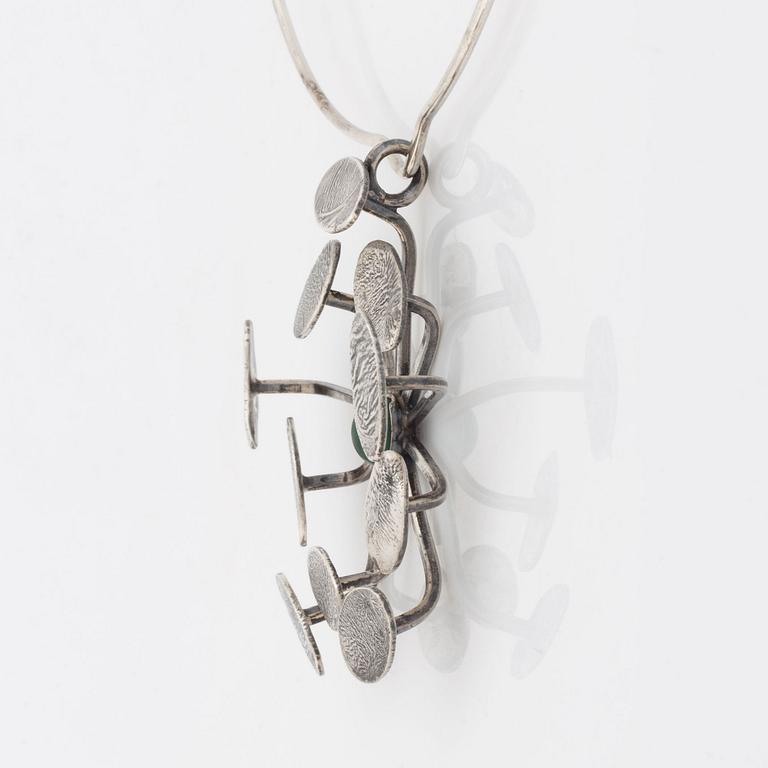 Collier silver med malakit,  Brødrene Bjerring Denmark.