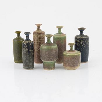 Rolf Palm, a set of seven miniature vases, Mölle.