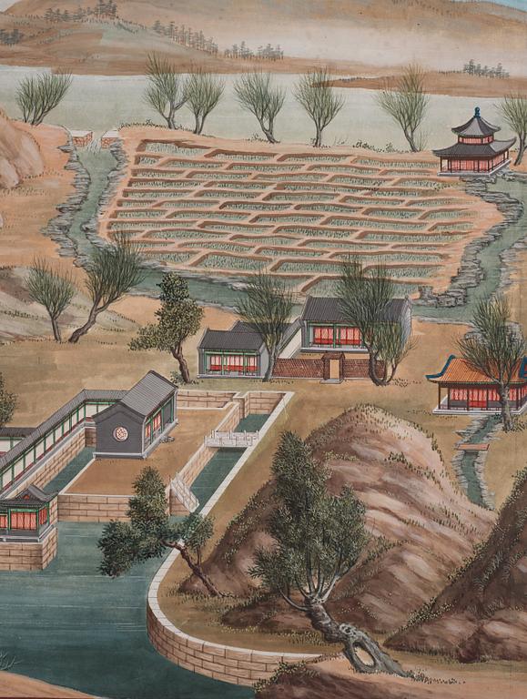 A group of five Chinese gouache paintings, Qing dynasty, late 18th century, by anonymous artist.