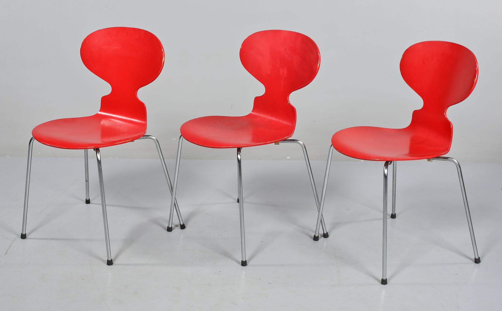 STOLAR, 3 st, "Myran", Arne Jacobsen, Fritz Hansen, 1967.