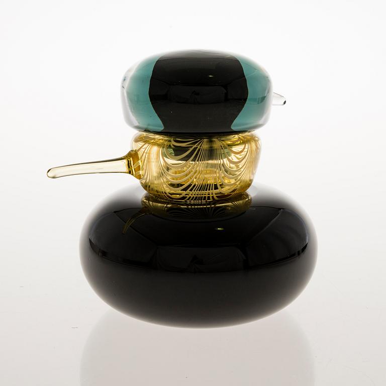 MATTI KLENELL, lasilintu, "Harkka Mamma", signeerattu M. Klenell Iittala.