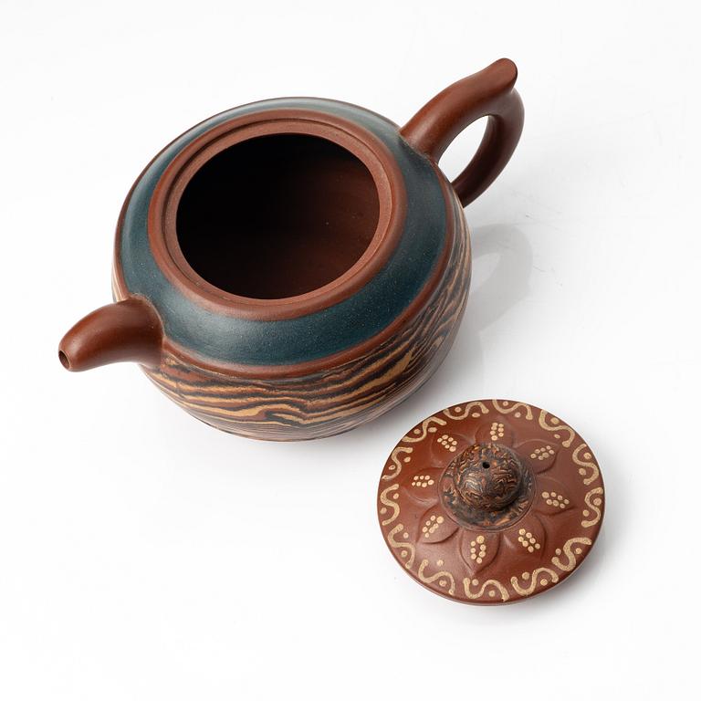 He Yanping, A polychrome yixing teapot, China, 1990s.