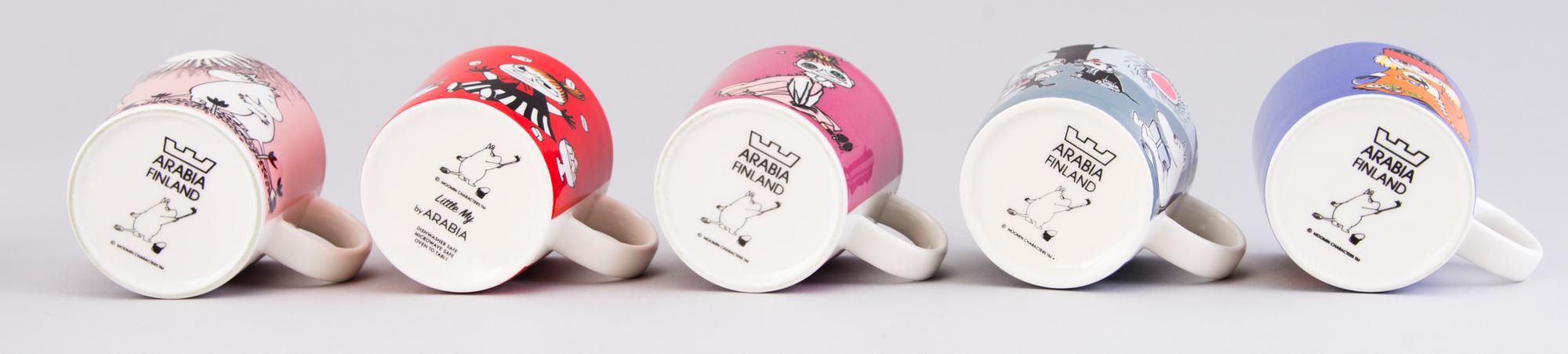 MUUMIMUKEJA, 25 kpl, posliina, Moomin Characters, Arabia 1996-2018.