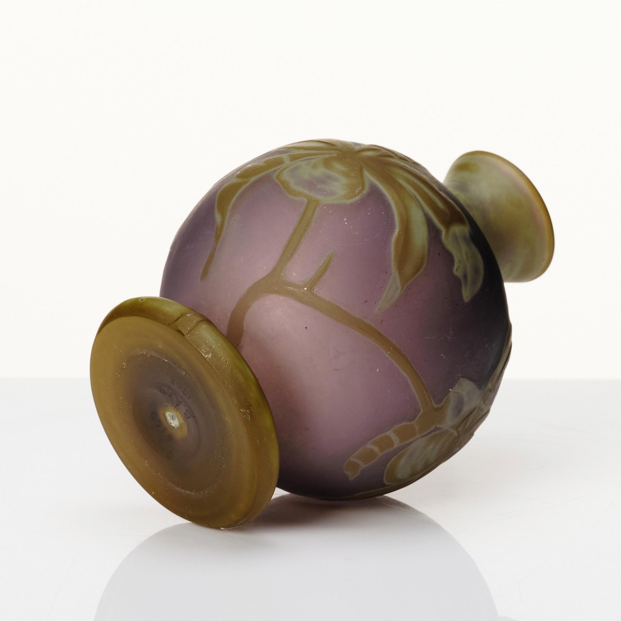 Betzy Ählström, an Art Nouveau cameo glass vase, Reijmyre glassworks Sweden 1902, Nr 65.
