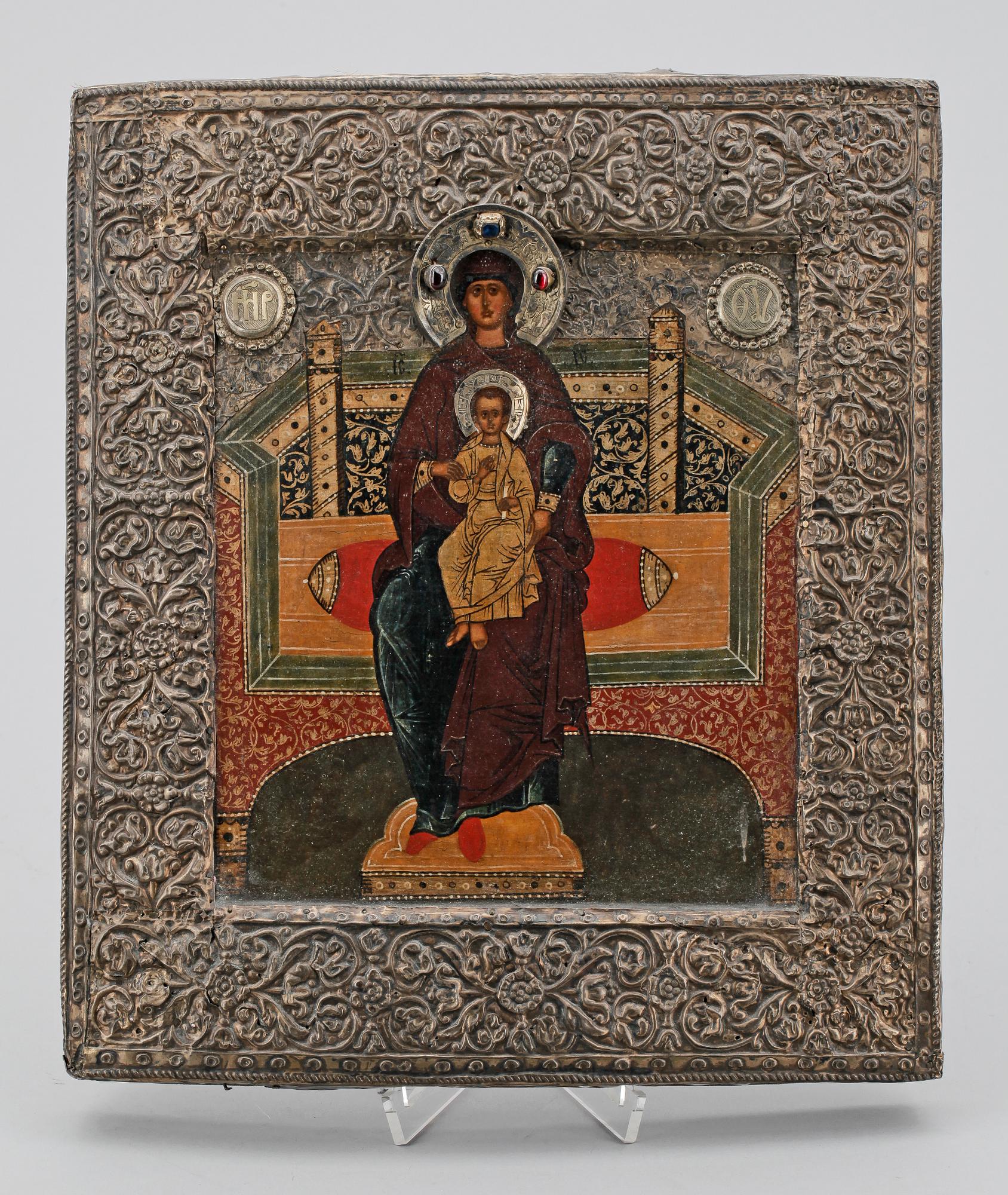 IKON, förgylld silverbasma, Ryssland, 1800-tal.