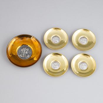Five silver plates by Ilias Lalagounis, Greece.