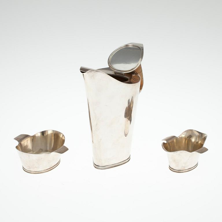 KAFFESERVIS, 3 delar, silver design Tore Eld, Göteborg 1954. vikt 983 g.