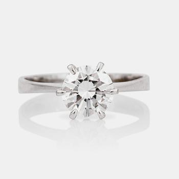 710A. A brilliant-cut diamond, 1.43 cts, ring. Quality circa G/VVS-VS.