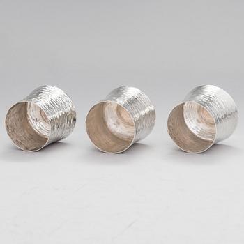 TAPIO WIRKKALA, A set of three silver beakers, marked TW, Kultakeskus, Hämeenlinna, Finland 1976.