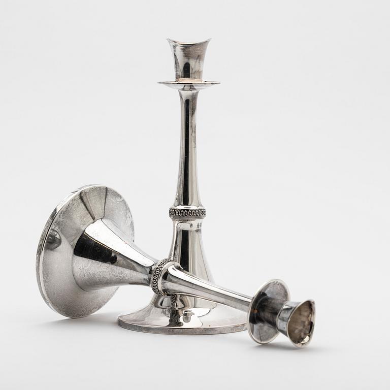 Candelsticks, a pair, silver, MGAB, Uppsala, 1964.