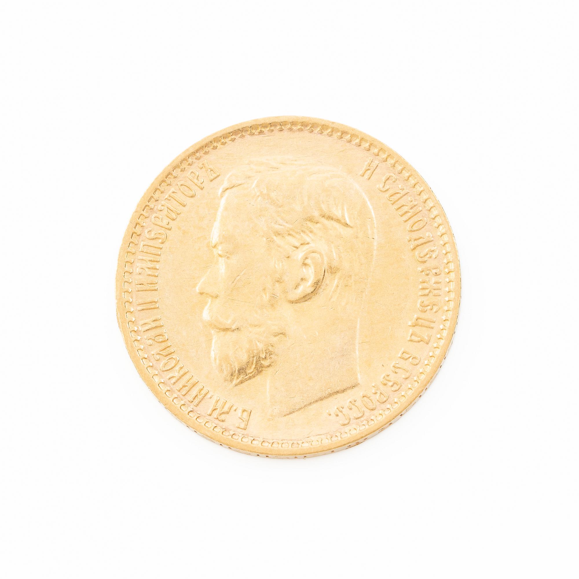Guldmynt, Nikolaij II, Ryssland, 5 Rubel, 1900.