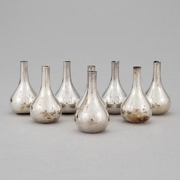 FOUR PAIRS OF PLATE CANDLESTICKS by J H Quistgaard, Dansk Designs, Denmark, 1960's.