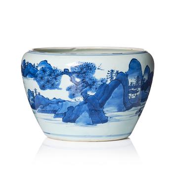 A blue and white Transitional jardiniere, 17th Century.