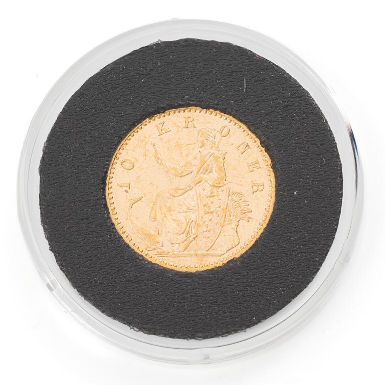 Guldmynt, Danmark, Christian IX, 10 kroner, 1900.