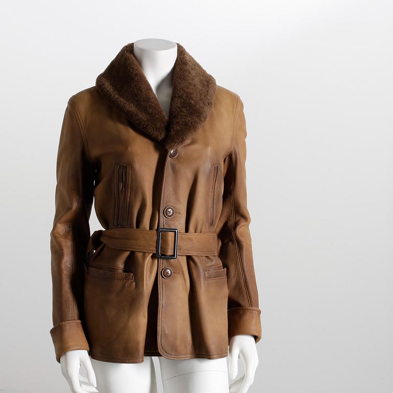 SKINNJACKA med PÄLSKRAGE , Ralph Lauren, storlek 4.