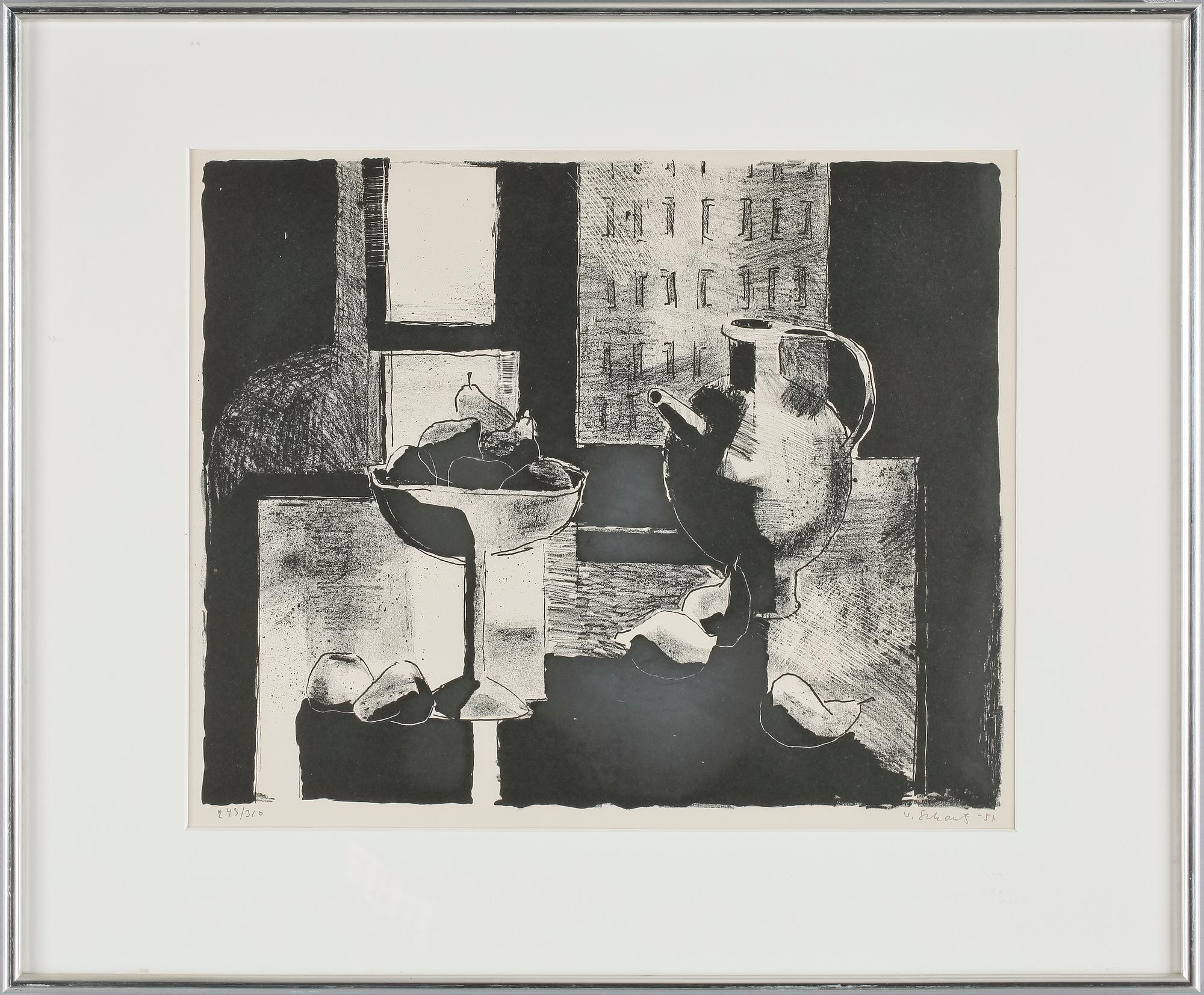 PIERRE OLOFSSON, färglitografi. samt PHILIP VON SCHANTZ, serigrafi, sign. o numr. 243/310, dat. - 54.