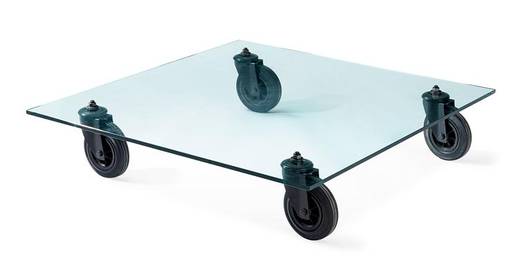 GAE AULENTI, soffbord, "Tavolo con Ruote", Fontana Arte, Italien.