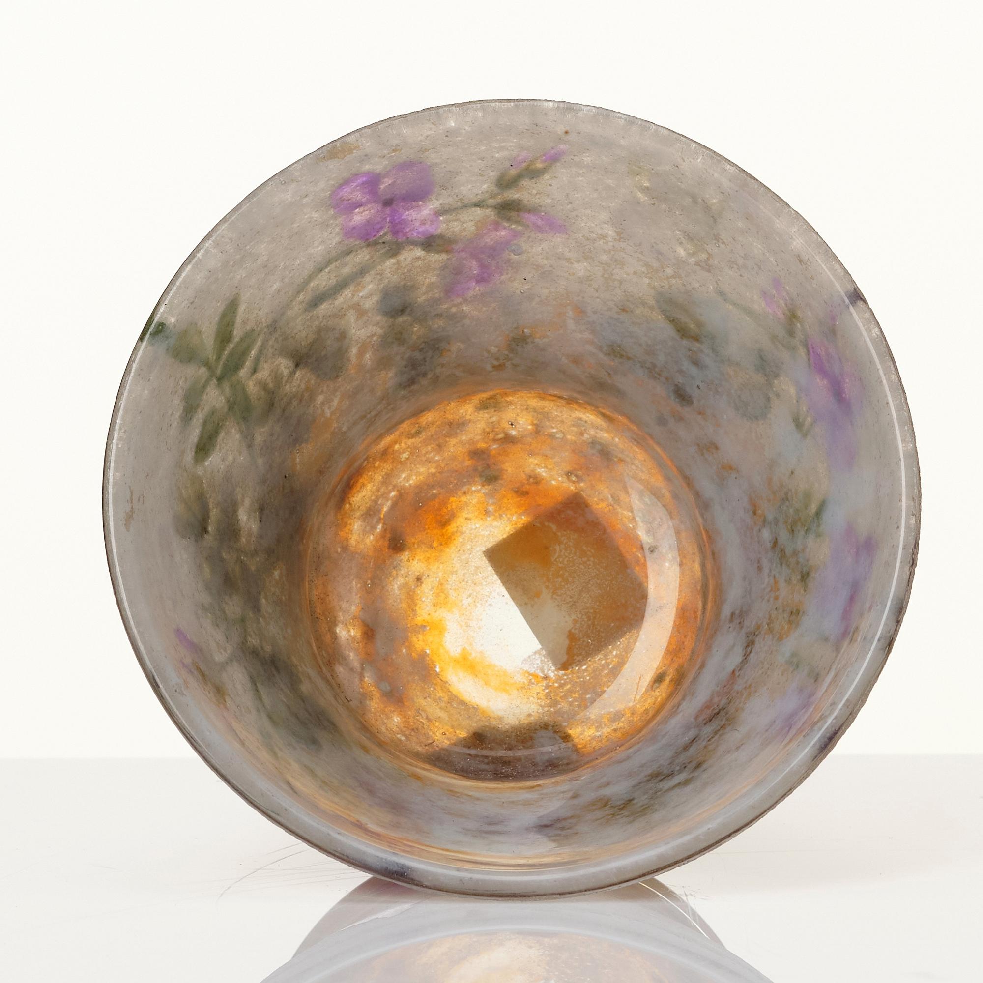 Daum, an enamel painted Art Nouveau cameo glass bowl, Nancy France.