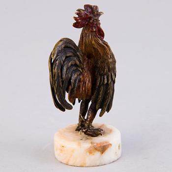 A MINIATURE SCULPTURE, painted bronze, early 20th century.