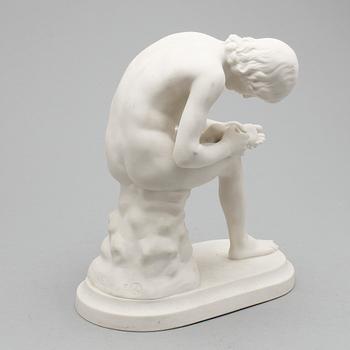 SKULPTUR, "Stickan", parian, Gustavsberg, signerad G E.