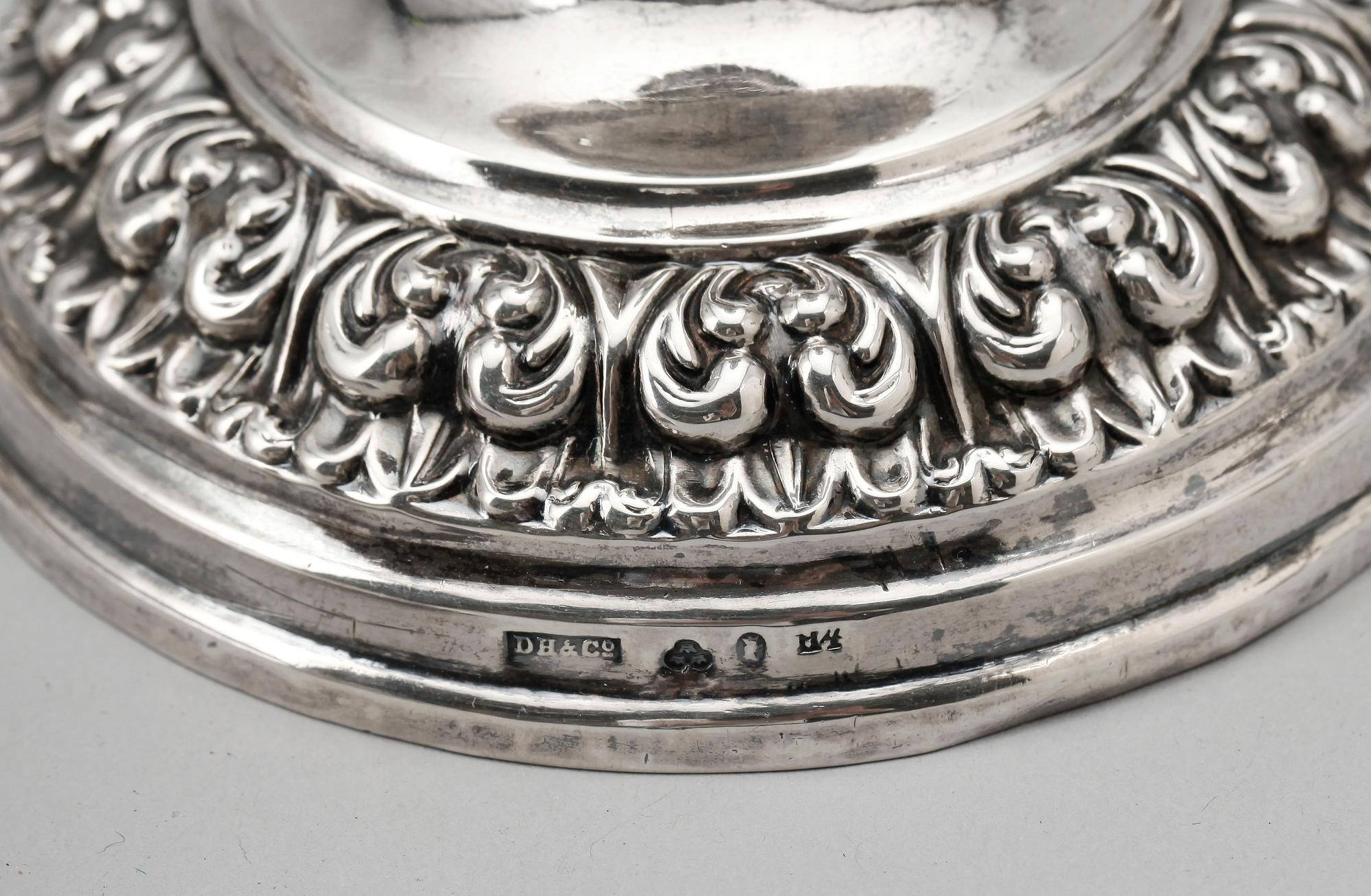 LJUSSTAKAR, 2 par, silver, senempire, D.Hermansson & Co resp otydl mästarstämpel, Stockholm 1842 res 1851.