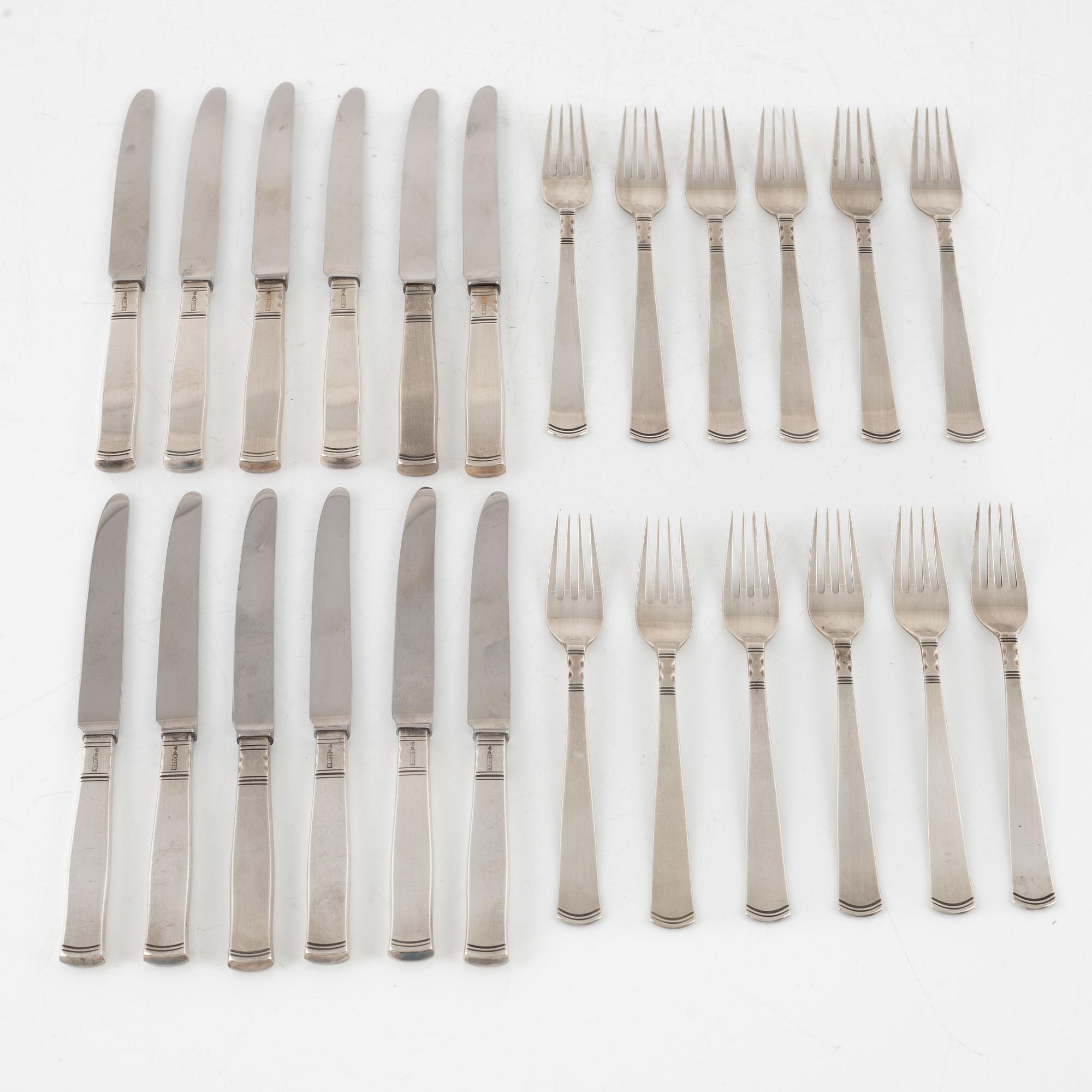 Jacob Ängman, smörgåsbestick, 24 delar, silver, modell "Rosenholm", GAB, Eskilstuna, bl a 2001.