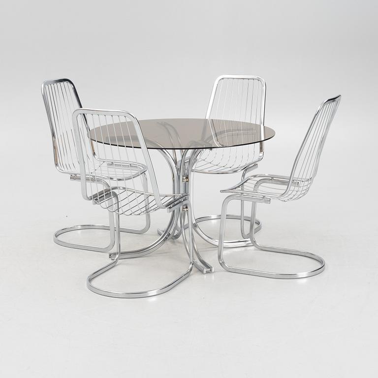 Gastone Rinaldi, a dining table and four chairs, Italy, 1960's/70's.