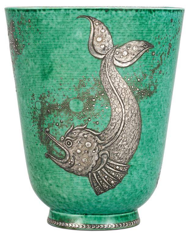 A Wilhelm Kåge argenta stoneware vase, Gustavsberg 1930/40's.