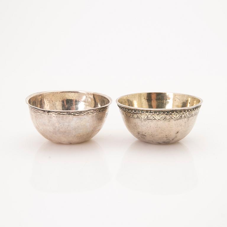 Four beakers, silver, Kristianstad, 18th/19th century.