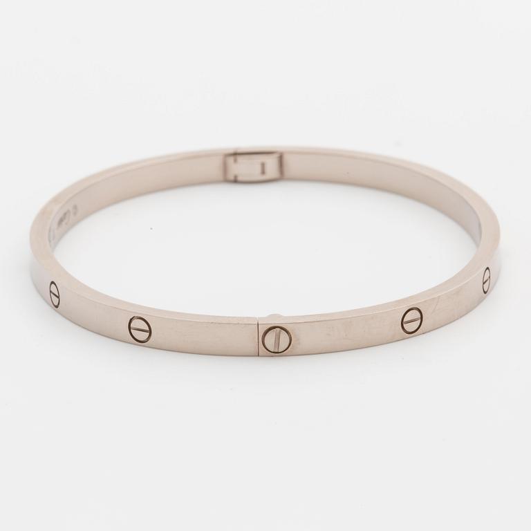 ARMRING, Cartier "Love bracelet" med tillhörande skruvmejsel. 18K vitguld.