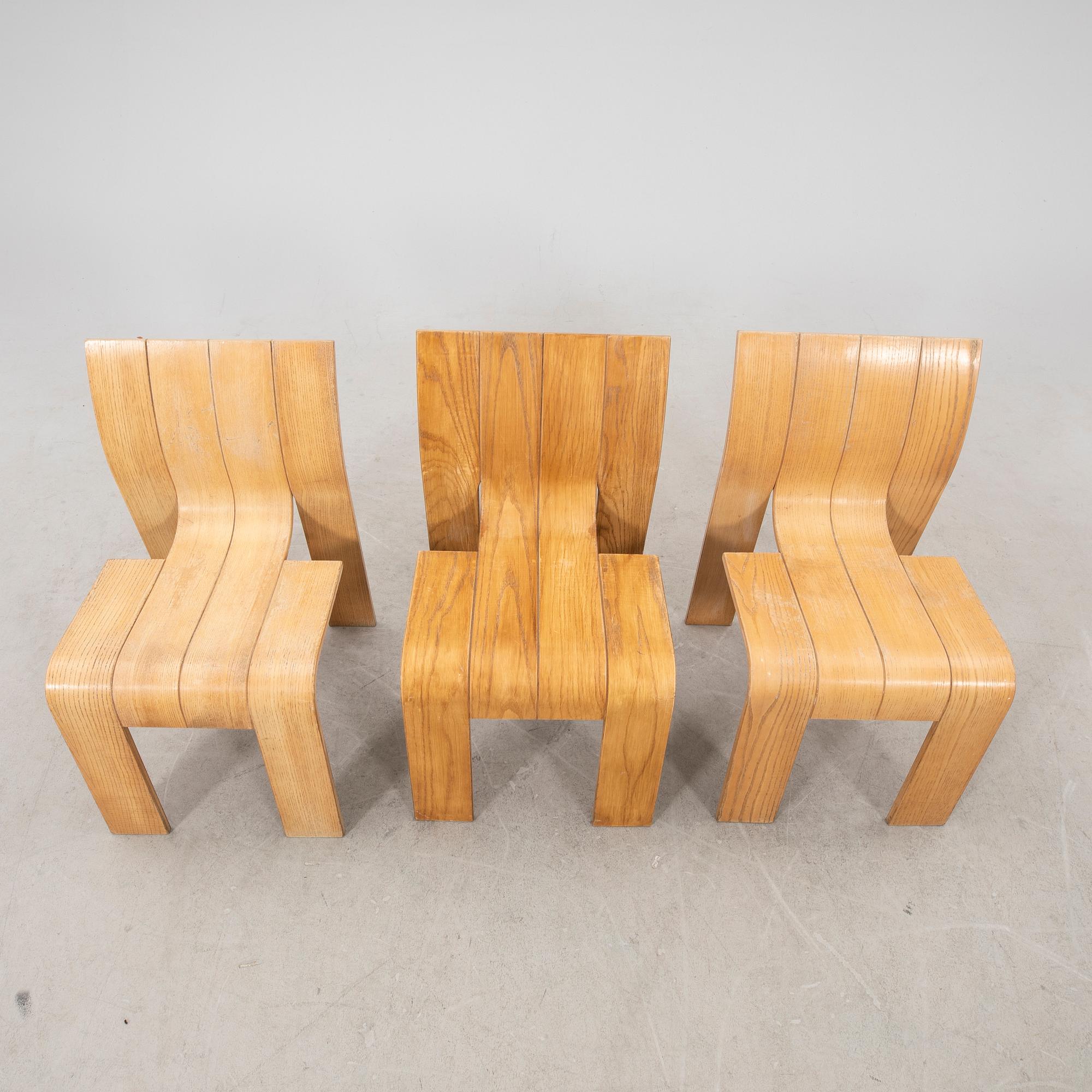 Gijs Bakker,  a set of six 1970s "Strip" chairs for Castelijn Netherlands.