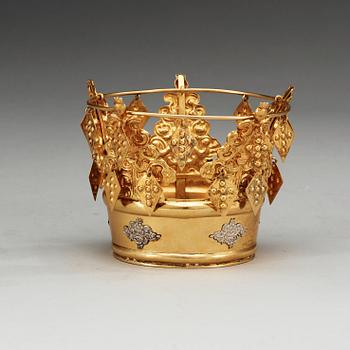 A Swedish 19th century silver-gilt wedding-crown, marks of Eric Söderholm, Härnösand 1841.