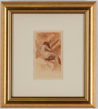 ANDERS, ZORN, Etsning. "Modellstudie". Utförd 1884.