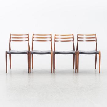 A Table from Slagelse Möbelvaerk A/S and 4 chairs, Niels Otto Møller, JL Møller. Denmark, 1960's.