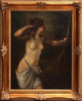 OKÄND KONSTNÄR, olja på duk. 1800/1900-tal.