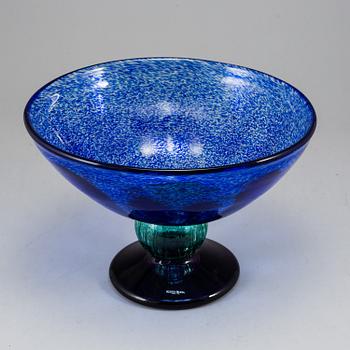 A Gunnel Sahlin footed glass bowl, for Kosta Boda, signed.
