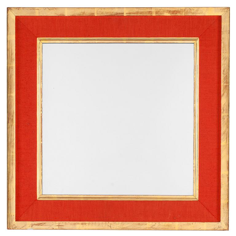 A mirror attributed to Estrid Ericson, Svenskt Tenn 1950's, the frame covered in red fabric.