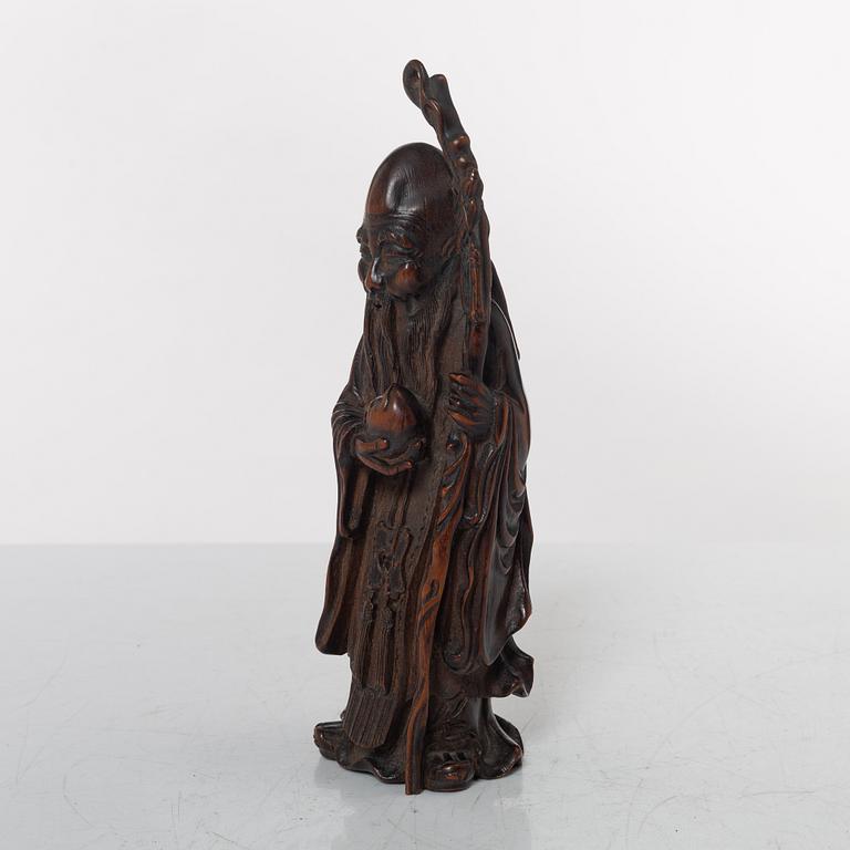 A Chinese Shoulao bamboo figure, Qing dynasty (1644-1912).