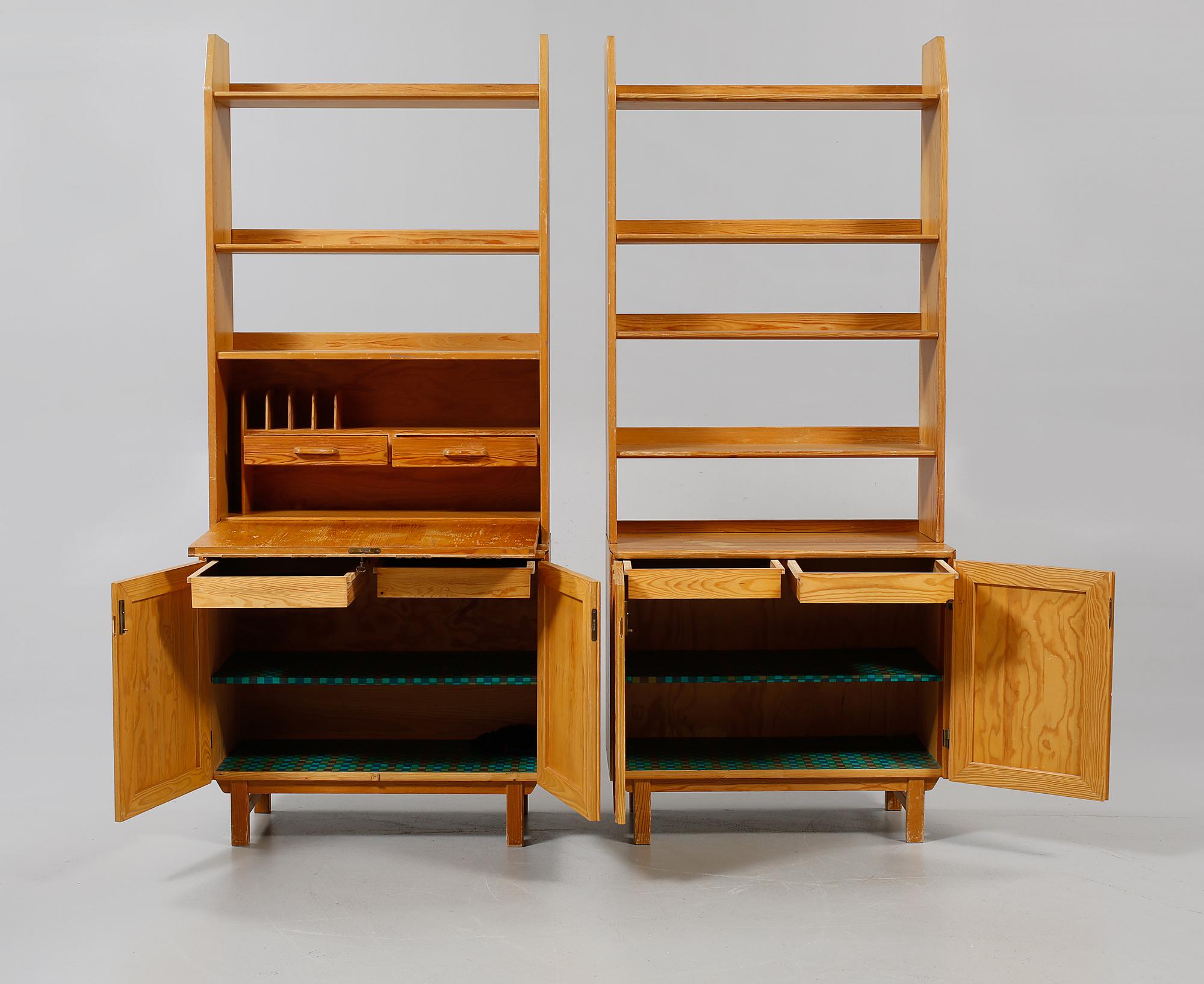 UNDERSKÅP, 2 st, HYLLA SAMT SEKRETÄRHYLLA, Göran Malmvall, K A Andersson & Söner, Huskvarna, 1900-talets andra hälft.