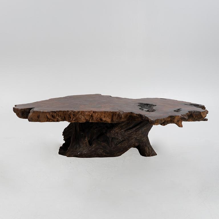 A wood coffee table.