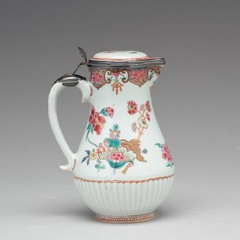 A silver mounted ewer with cover, Qing dynasty, Yongzheng (1723-35).