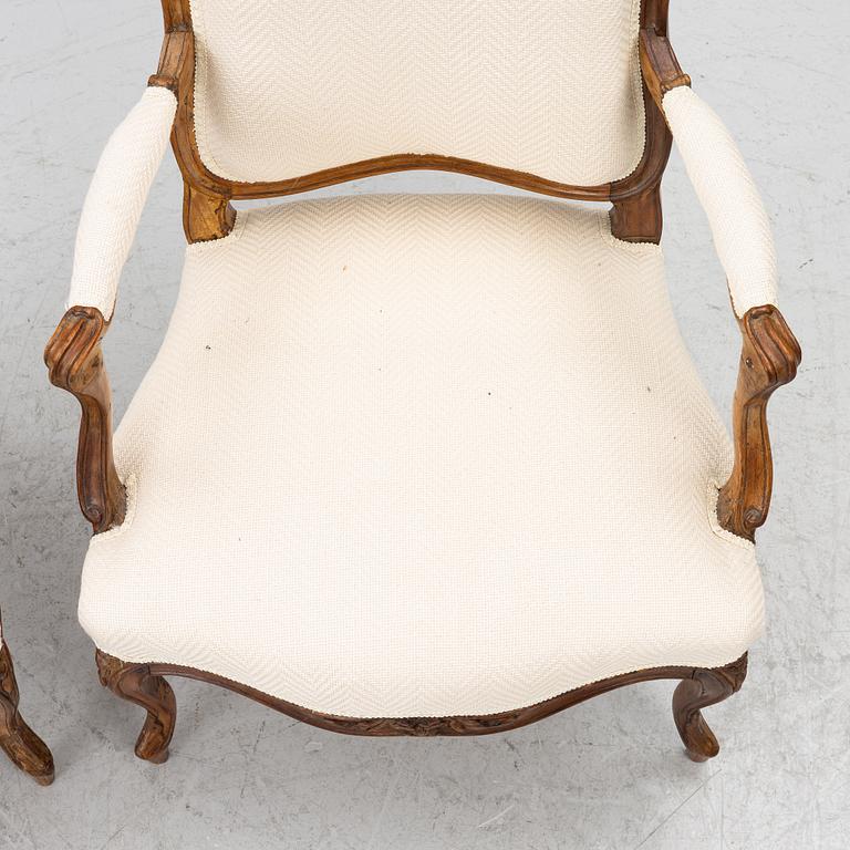 Armchairs, a pair, Rococo, 18th century.