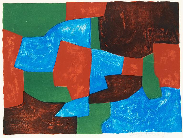 Serge Poliakoff, "Composition bleue, verte et rouge".