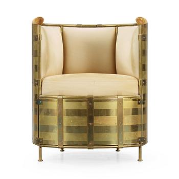 A Mats Theselius 'El Dorado' brass and leather armchair, Källemo, Sweden, post 2002.